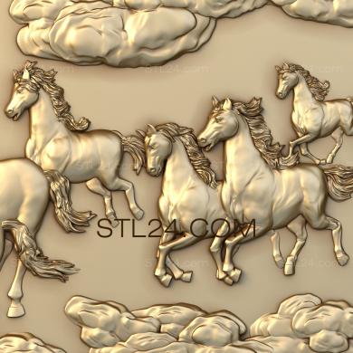 Панно художественные (Лошади в облаках, PH_0163) 3D модель для ЧПУ станка